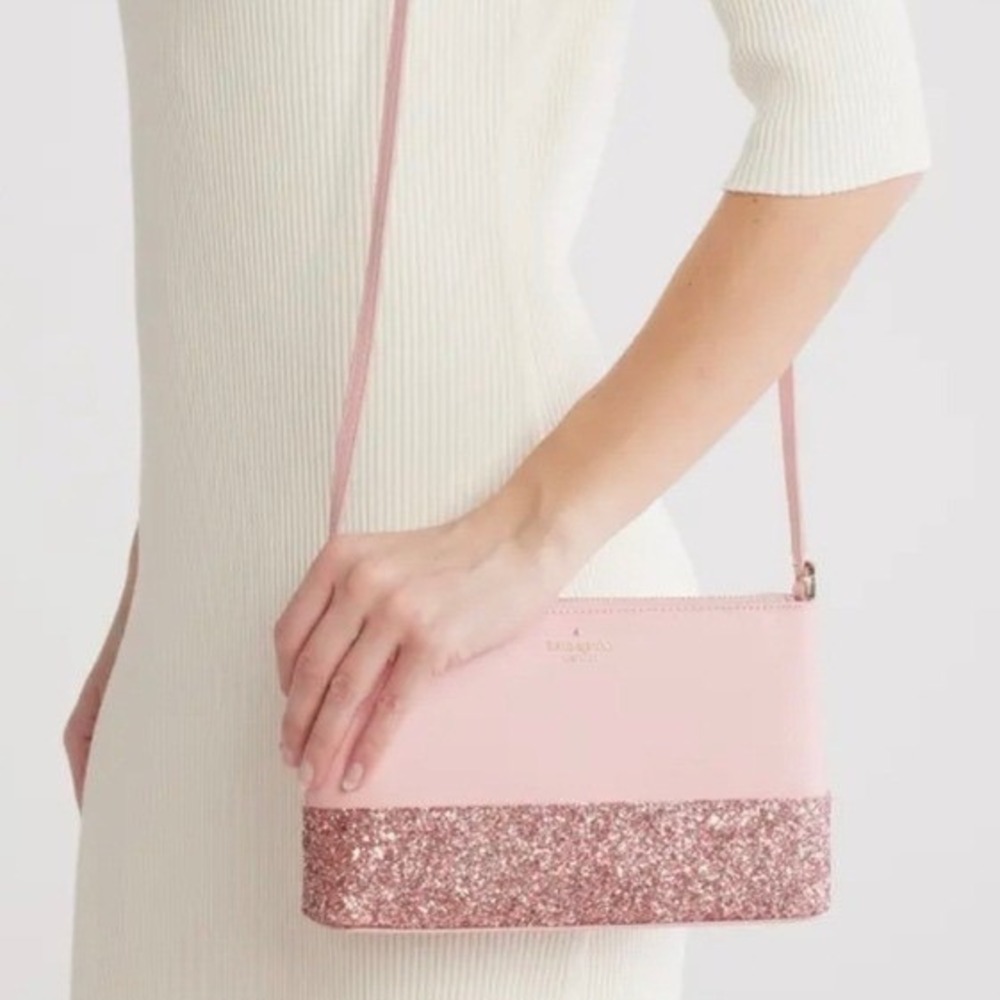 NWT Kate Spade Pastel Pink Glitter Crossbody Bag Women Springtime Sparkle Easter